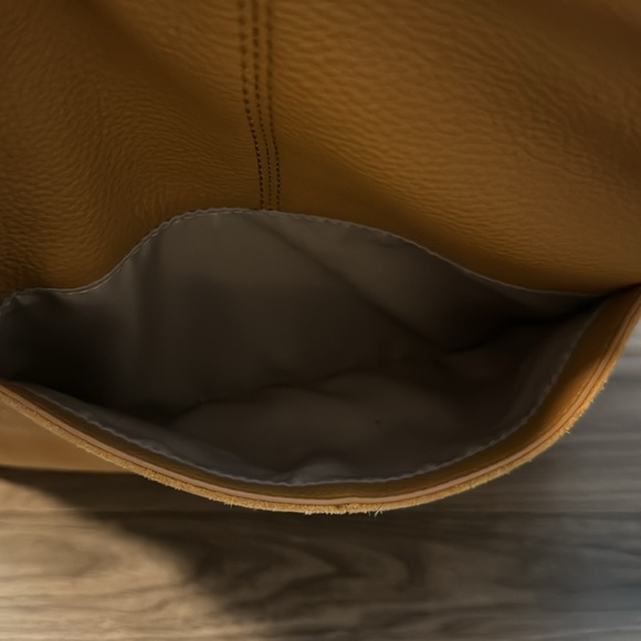 The Sak Pebbled Leather Golden Cognac Multi Pockets Zip Top Crossbody Handbag - Picture 7 of 17